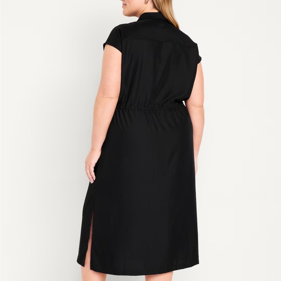 Waist-Defined Utility Midi Shirt Dress - Picture 2 of 5
